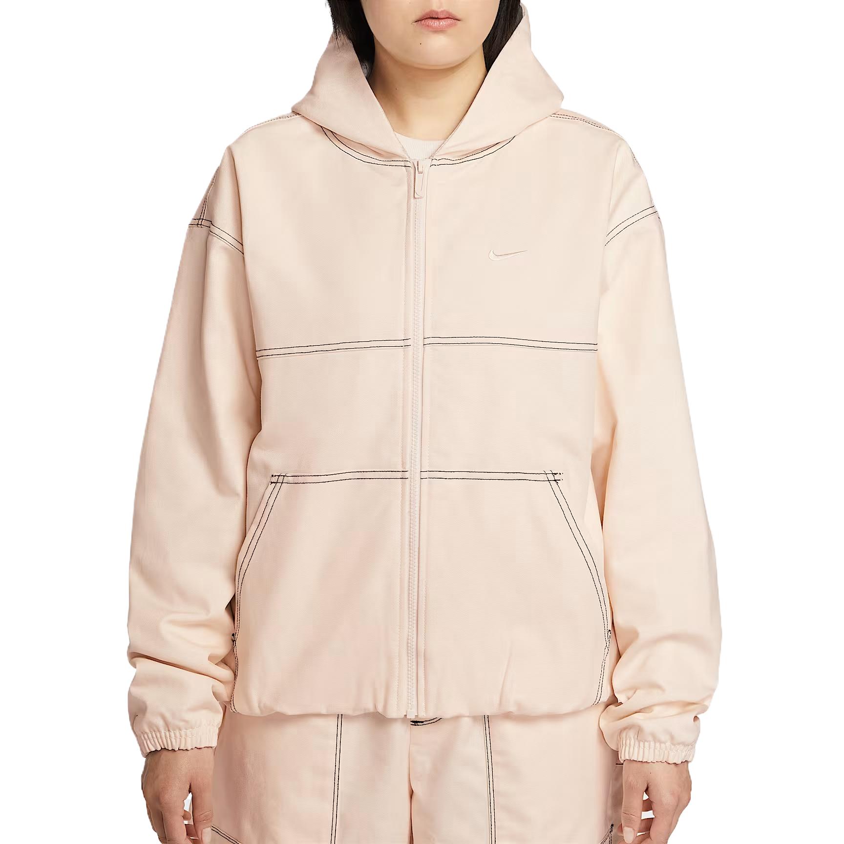 Nike Sportswear Jackets Women s Pink White/Pink White Hooded Moderate Workwear IF0337-103 L
