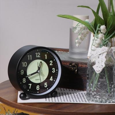 Anti-drop Night Light Clock 4-inch Table Clock Creative Metal Luminous Alarm Clock  Study