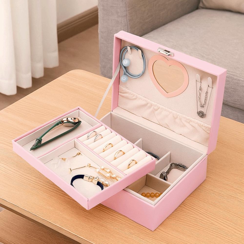 Dustproof Double Layer Jewelry Box Large Capacity Cosmetics Box Jewelry Storage Box  Bracelets