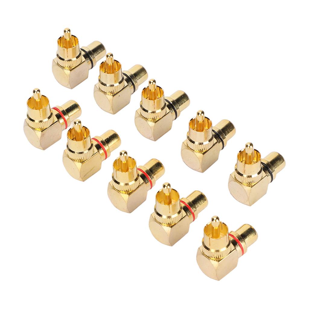 10pcs RCA Right Angle Adapter Male To Female Copper Gold Plated 90 Degree L Type RCA Adapter Connector