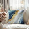 Glamorous Blue - Gold Wave Pillow CoversLiving Room Sofa Cushion Cover, Soft and Comfortable, Bedroom Room Decoration