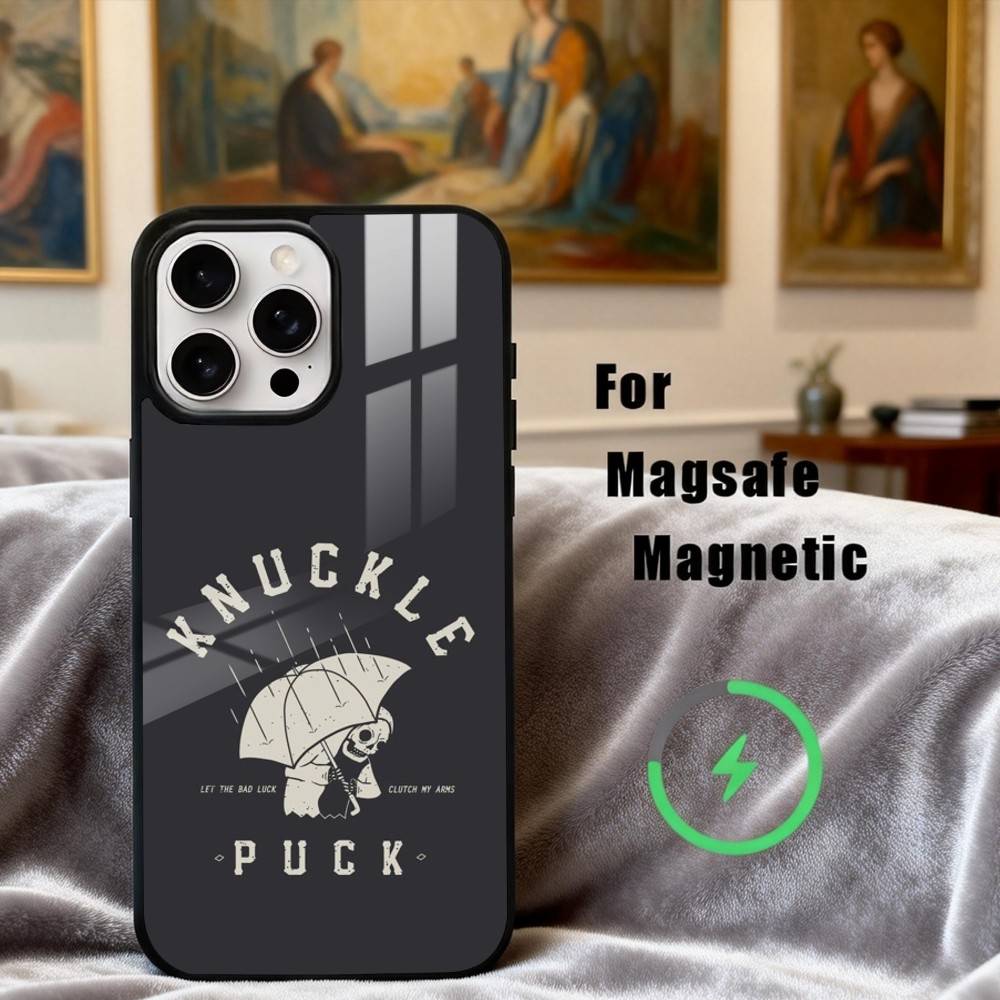 Pop-Rock K-Knuckle P-Puck Band Handyhülle Für iPhone17,16,15,14,13,12,11 Plus,Pro Max Magnetisch Für Magsafe Kabelloses Laden