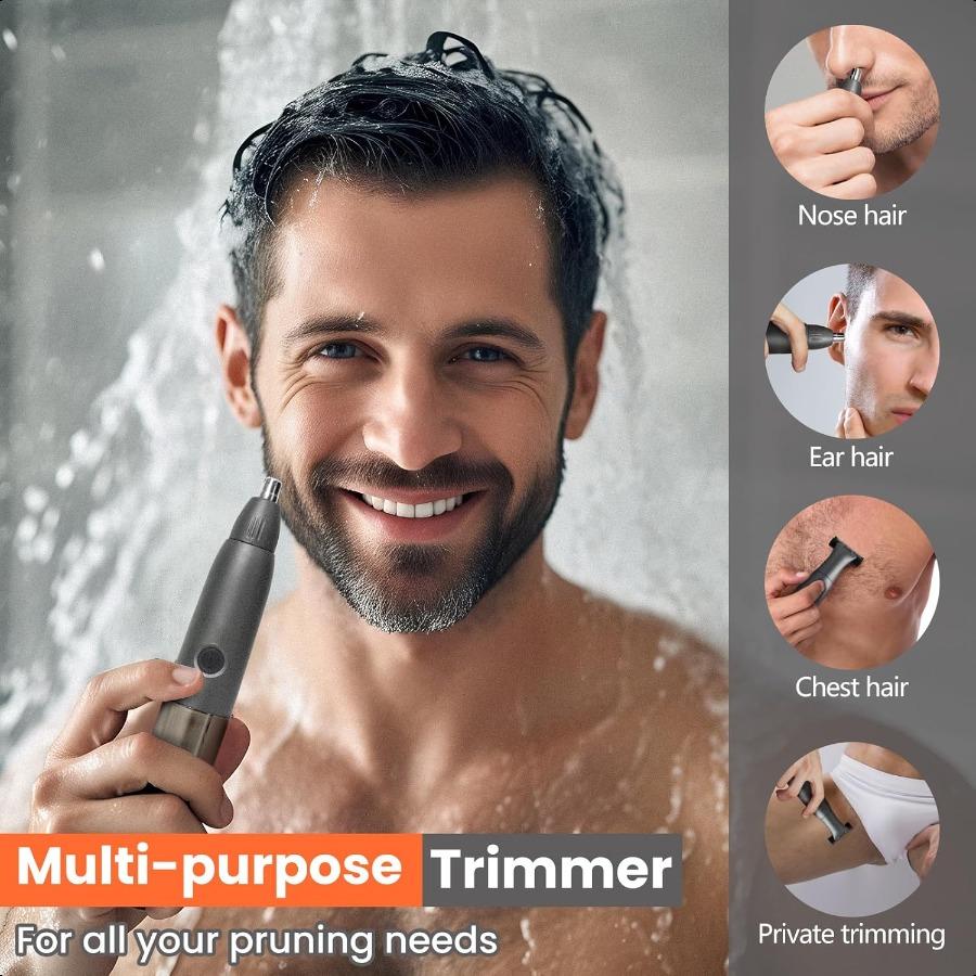 2in1 Nose and Body Hair Trimmer for Men Interchangeable Heads LED Display USBC Rechargeable Waterproof Grooming Kit for Nose Ea