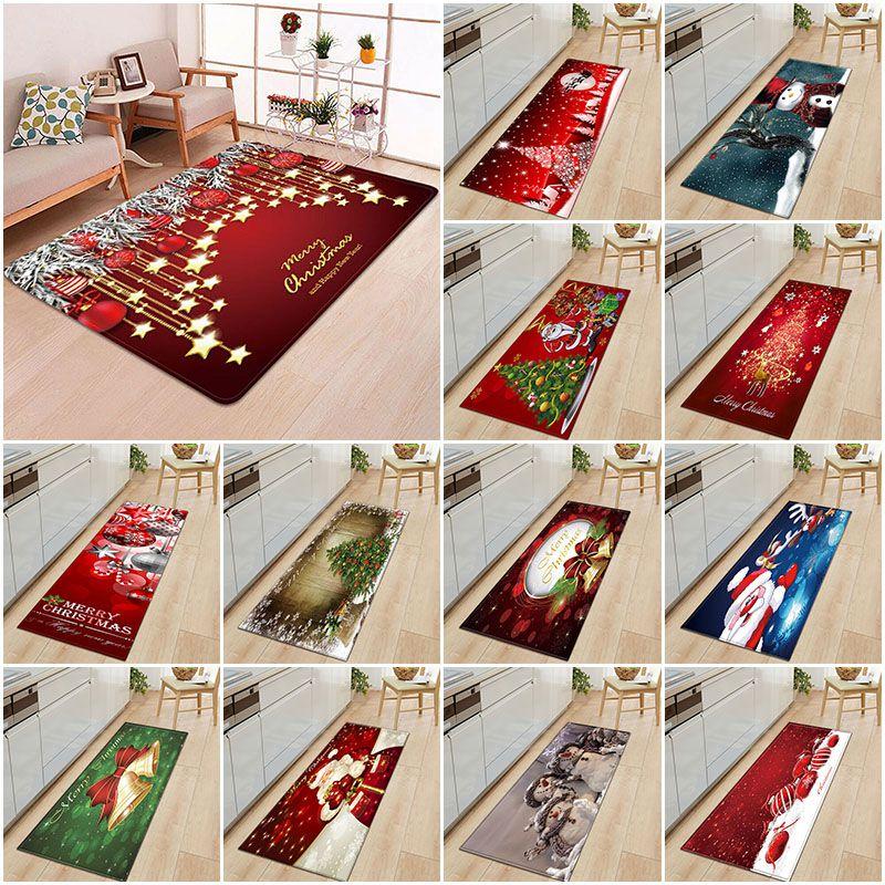Door Floor Santa Mat Christmas Area Rug Holiday Kitchen Bedroom Mat Carpet Decor