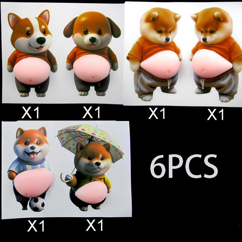 3D Shiba Inu Dog Belly Sticker Cute Chubby Shiba Inu Puppy Diy Stickers Phonecase Scrapbook Laptop Decal Kids Party Favors Gifts