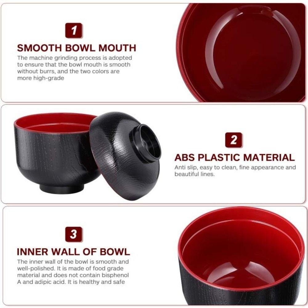 New With Lid Miso Soup Bowl Double Color Soup Container Soup Bowl with Lid Maple Leaf Japanese Rice Bowl Dining Accessories