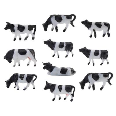 10Pcs Miniature ABS Cow Model 1:87 Scale Tiny Farm Animal Statues Kids Educational Toy For Tabletop Shelf Decoration