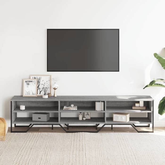 VidaXL TV Stand Sonoma Grey 180x34x41 Cm Engineered Wood, TV Stand, TV Sideboard, Multimedia Unit, TV Bench, Hi-fi Unit, 848577