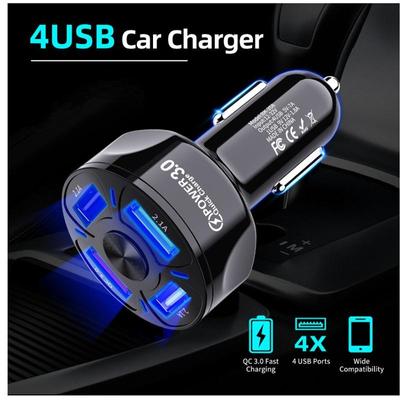 Adaptor pentru încărcător auto USB super 4 porturi QC3.0 Încărcare rapidă a telefonului mobil compatibil cu iPhone Samsung