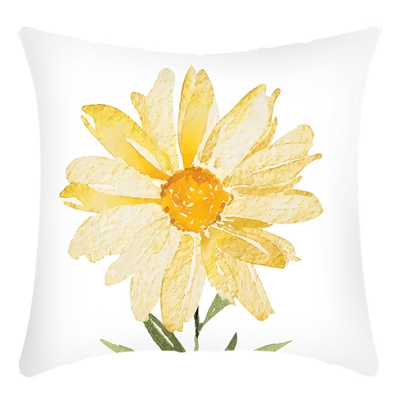New Green Plant Pillow Cover English Letter Daisy Print Pillow Home Sofa Cushion Cover