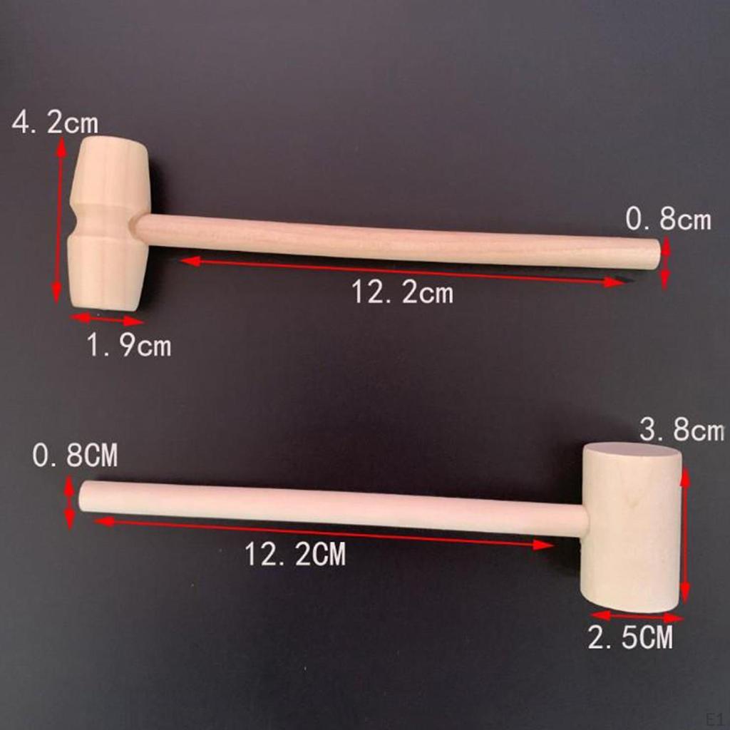 10 Pieces Mini Wooden Hammer Balls Toy Pounder Replacement Wood Mallets for Kids, Crafts And