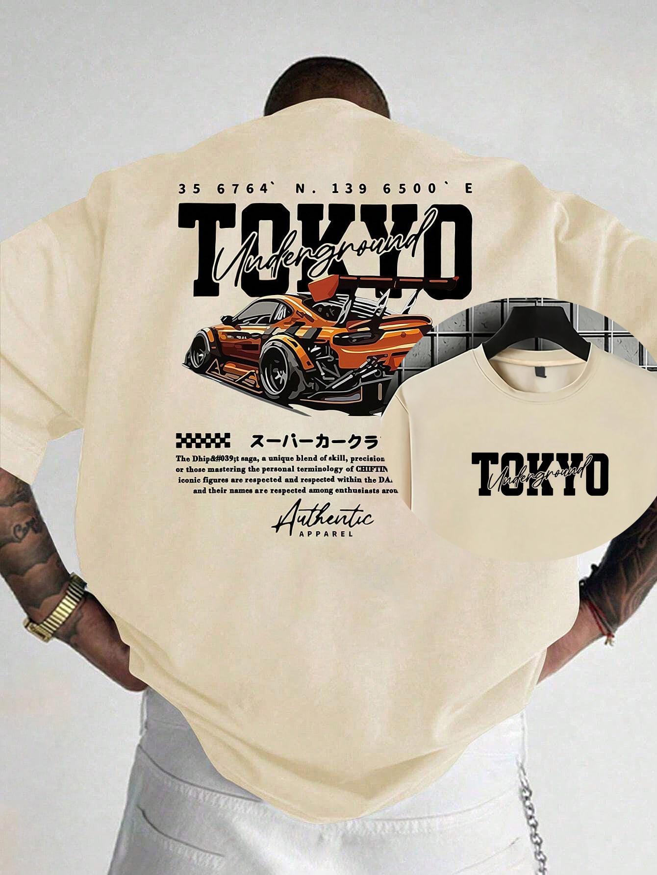 

Літня чоловіча футболка з принтом гоночного візерунка з важкої бавовни, модна, повсякденна, універсальна, класичний топ, вуличний одяг, з коротким рукавом XL