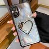 Heart-shaped Mirror Electroplated TPU + Acrylic Phone Case with Holder