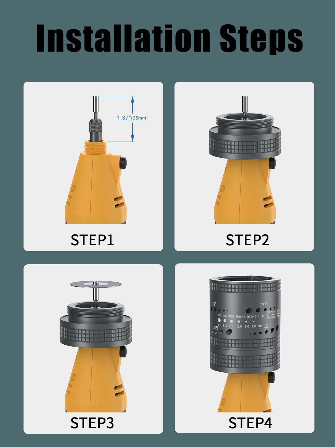 Electrode Sharpener Grinder Grinding Head TIG Welding Tools Set with Cut-Off Slot 10 and 3 Mandrel