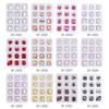 Nail Art Rhinestone Set: Heart, Rectangle, Octagon, Square, Axe Shapes - 12 Pieces