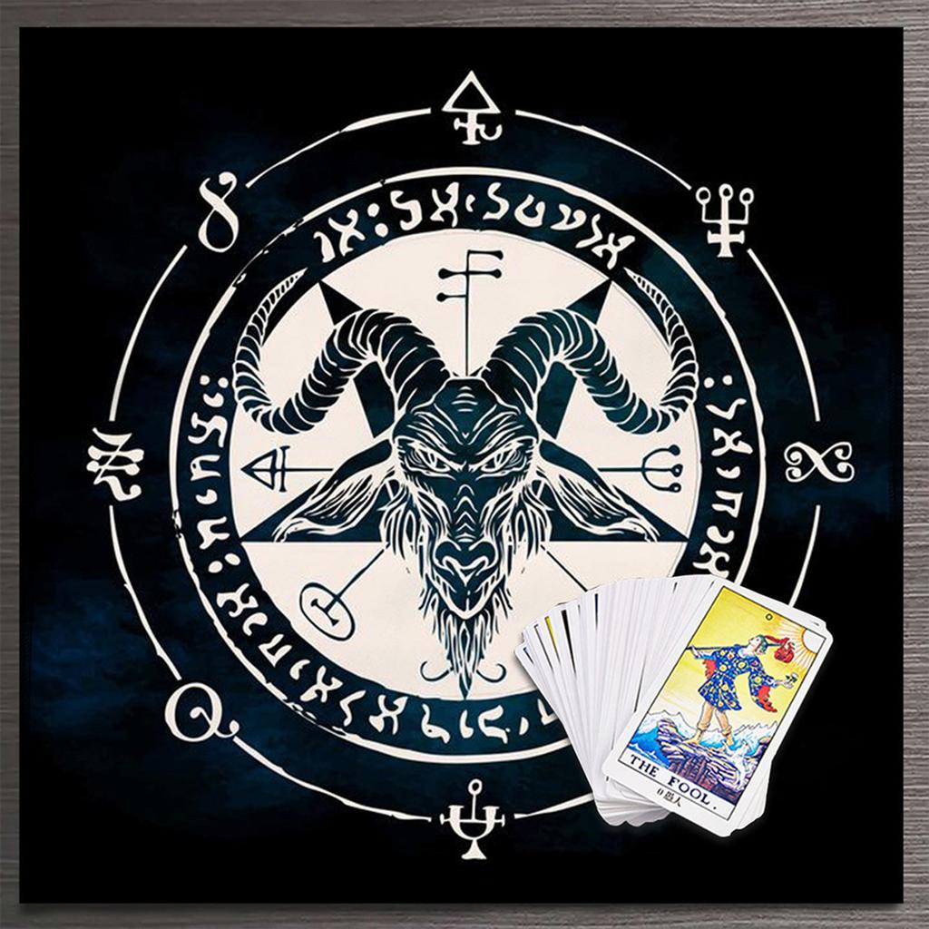 Mantel de Tarot Adivinaciones Rúnicas Cubremesa Oráculos de Astrología Tapete para Juego de Mesa Forma Cuadrada Péndulo Mantel de Altar