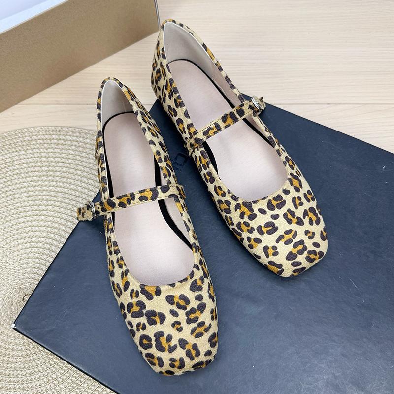 Fashion Flat Shoes for Women 2025 Square Toe Shallow Mouth Suede New Mary Jane Shoes Large Size Women's Shoes 42 43 44 Zapatos