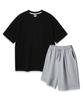 Alvin Clo [Set] Double Cotton Oversized Short Sleeve T-Shirt Plain Wide Balloon Fit Elastic Waist Short Pants Set