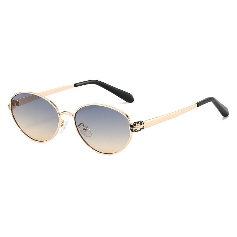 Metal Frame Cat Eye Glasses For Men And Women With Geometric Design And Uv Protection GoldFrameGreenLens