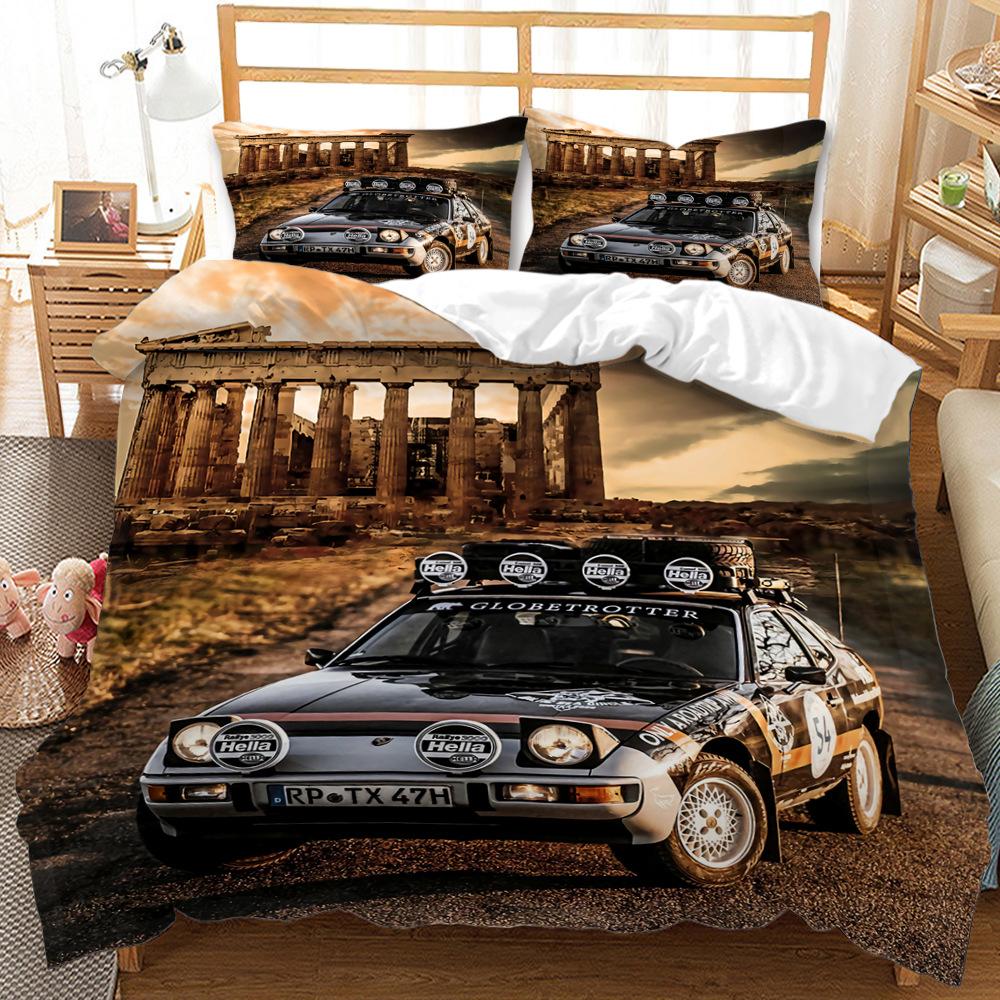 Speed Sports Car Duvet Cover Set King Queen Size 3D Extreme Sports Luxury Motorcycle For Kids Boys Teens Polyester Bedding Set