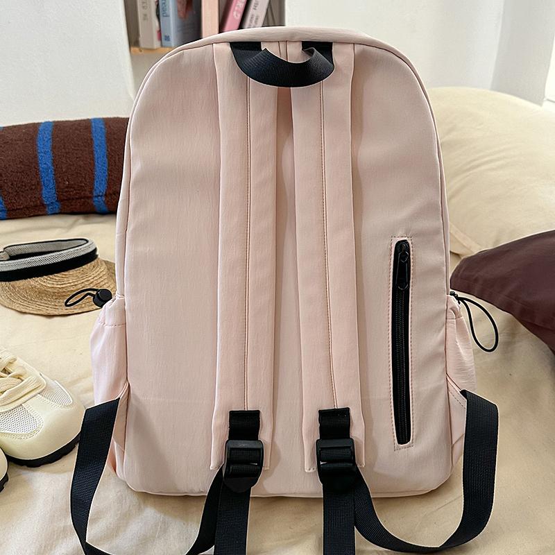 Simple Bow Decoration Backpack Cute Casual Large Capacity Multi Pocket Backpack Student Backpack Fashionable Women's Backpack