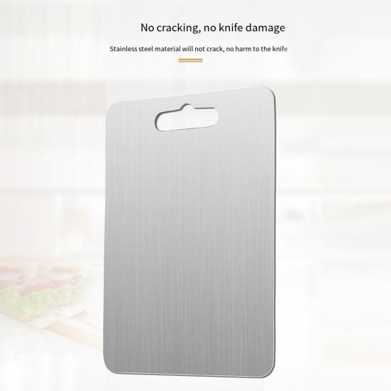 Stainless Steel Cutting Board Double Sided Chopping Board for Kitchen Easy Grip Handle Large Versatile Food Prep Board for Meat Veggies Fruits