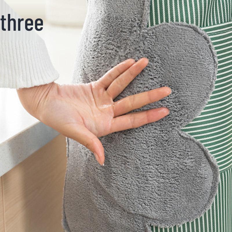 Waterproof Striped Apron with Hand-Wiping Feature for Cooking