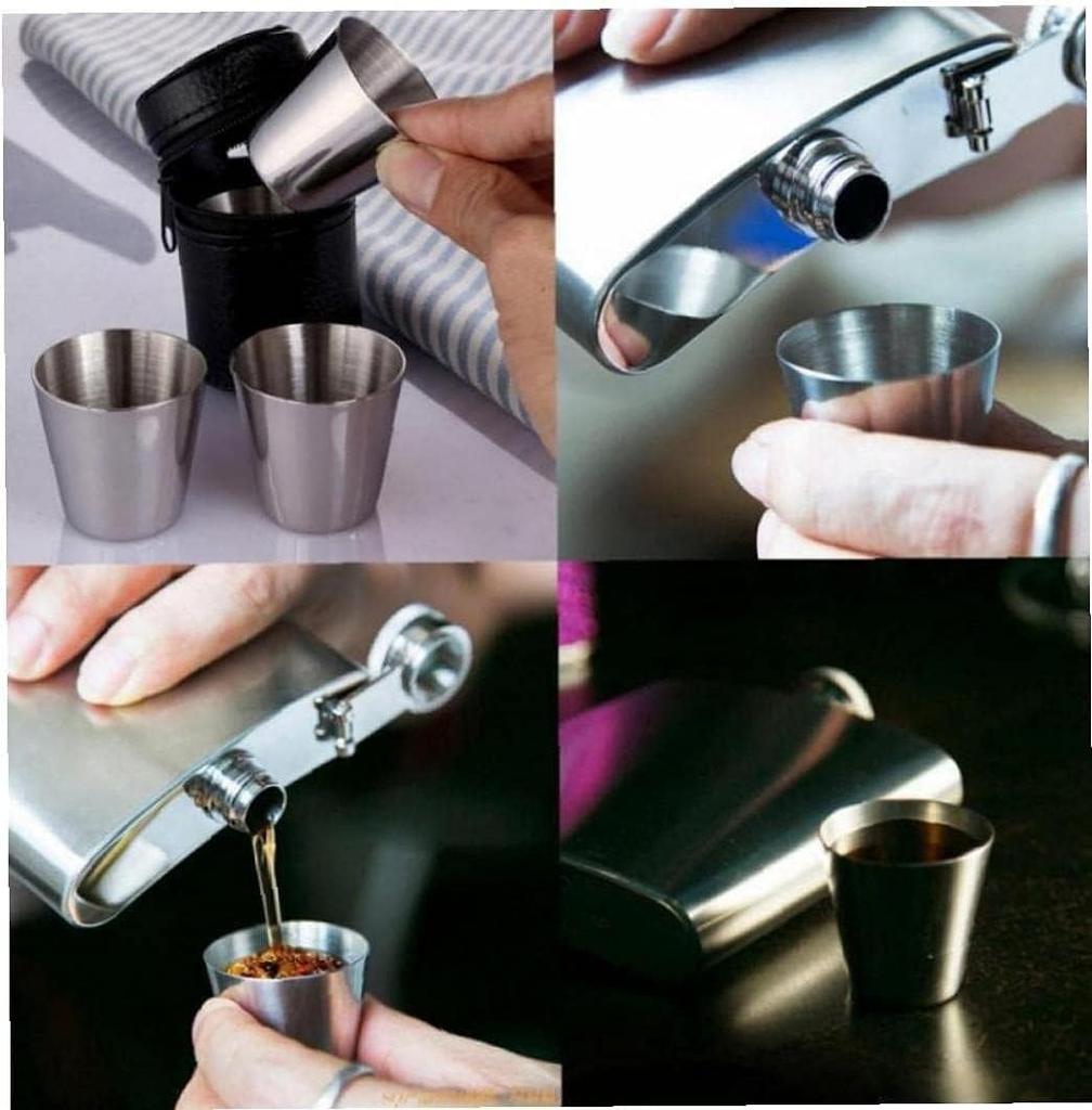 Stainless Steel Cups, 30/70ml Small Wine Pot Cups, Zipper Leather Cases, Stainless Steel Wine Glasses, Small Stainless Steel Cup