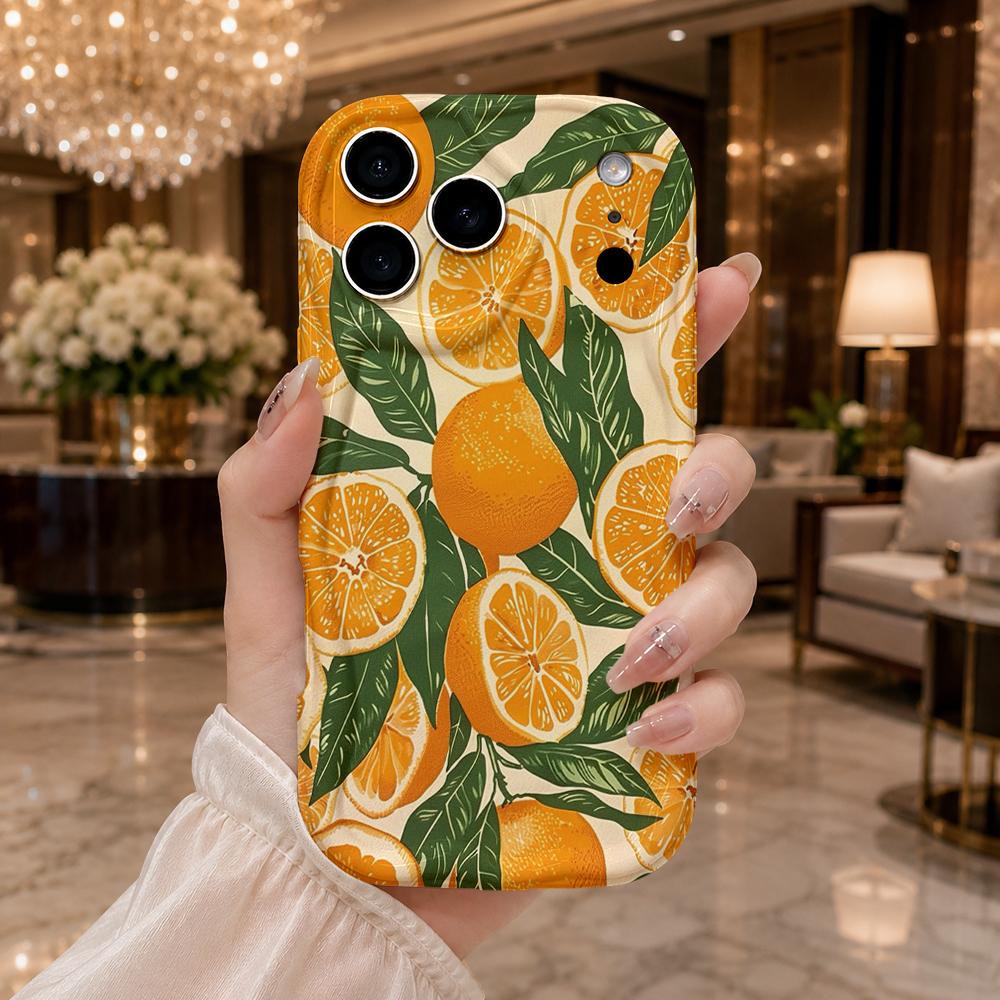 Orange Fruit Leaf Phone Case Tropical Pattern Hard Cover for iPhone Shockproof Protection Birthday Christmas Halloween Holiday Gift