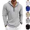Men's Casual Loose Fit Knit Half Zip Long Sleeve Hoodie