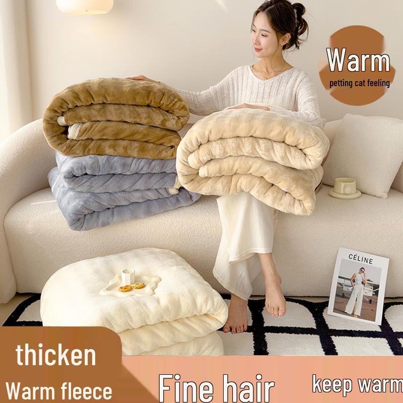 Luxurious Rabbit Fur Plush Blanket - Thick Milk Velvet Sofa Throw & Shawl