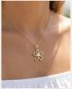 French Vintage Flower Necklace Zircon Stainless Steel Gold Color Hollow Floral Pendant Necklace for Women Non-Tarnish Jewelry