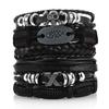 1 Mode-Armband Wikinger-Armband Für Männer Handgelenk-Armbänder Geflochtenes Totenkopf-Hand-Schmuckstück Verstellbares Leder-Set-Armband Für Leder