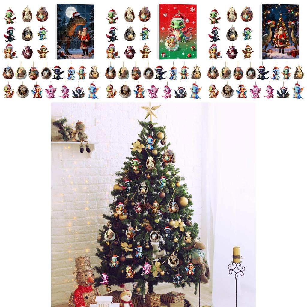 Christmas Dragon Holiday Decor Miniature Acrylic Advent Calendar Blind Box For Festive Gift Giving