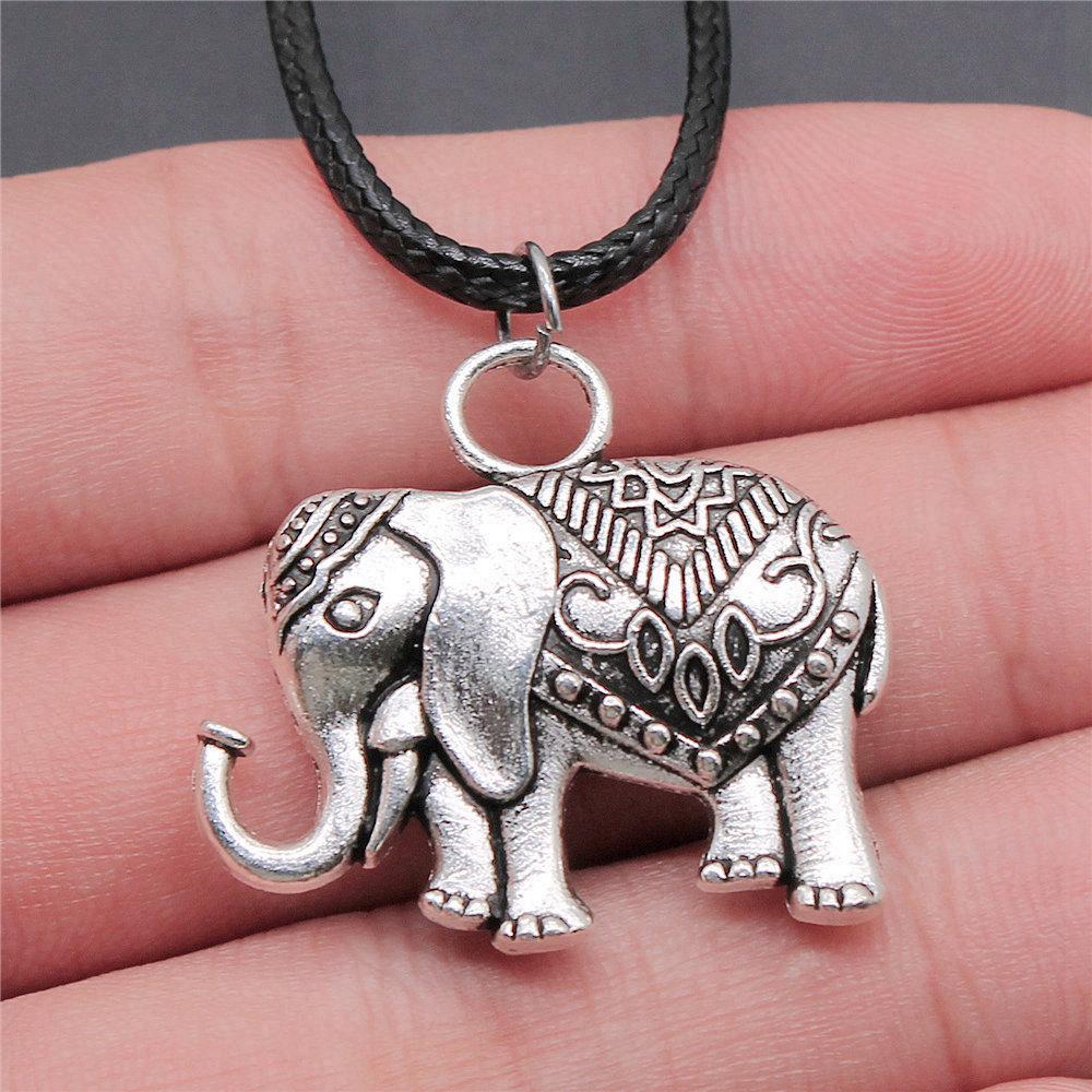 45cm Necklace Leather Chain Big Elephant And Horse Wedding Jewelry Findings QN027
