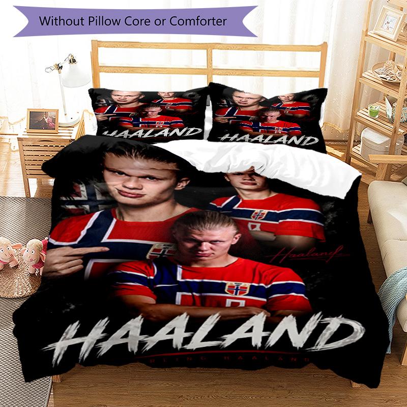 3pcs Haaland12 Design Cover Set - HD Printed Bedding with 1 Cover and 2 Pillowcases - Perfect for Home and Dorm Decor