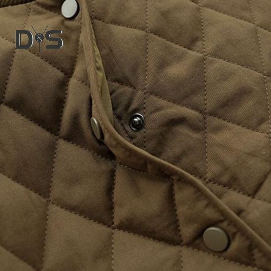 Damenjacke Stehkragen Langarm Rautenstruktur Einreihig Elastische Bündchen Einfarbig Taschen Sport Lady Coat