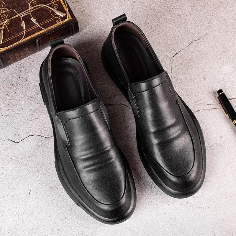 Fashion Men's Casual Leather Shoes High Quality Cowhide Dress Shoes Business Leather Shoe Comfort Slip-on Loafers Soft Leather Men Shoes