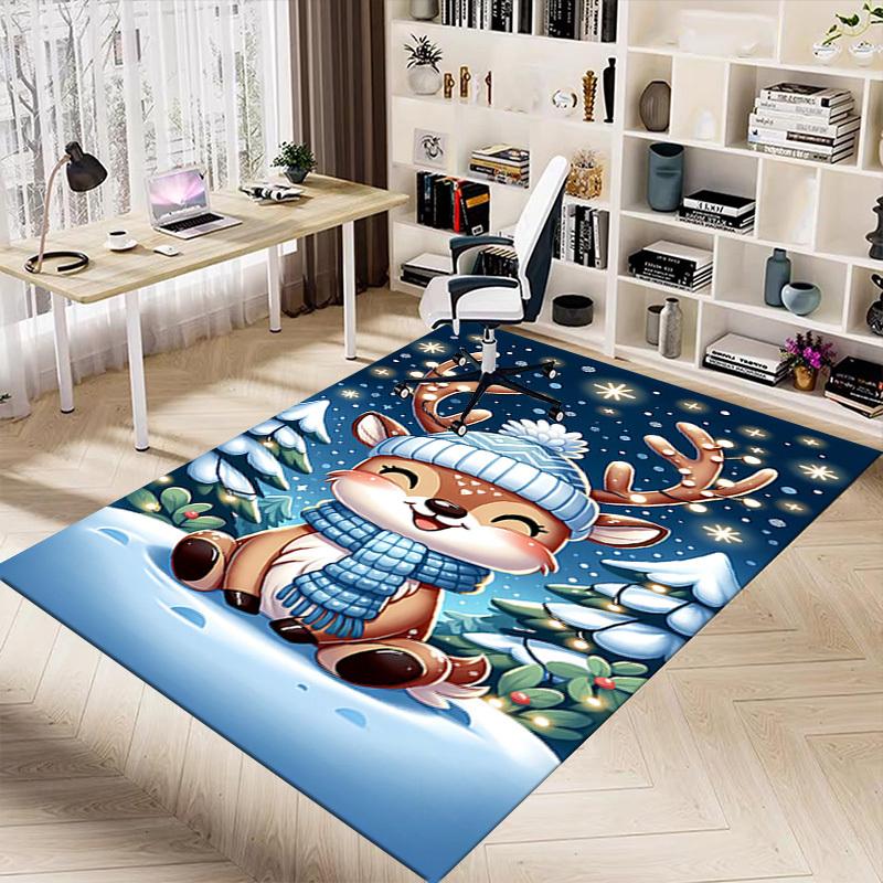 1PC reindeer snowscape Extra Large Non Slip Floor carpet, Office, family, Studio   Large Area Rug Indoor Rugs, Bold Statement Piece