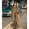 High-End Thickened Woolen Trench Coat with Horn Buttons Autumn Winter Mid-Length Outer Wear