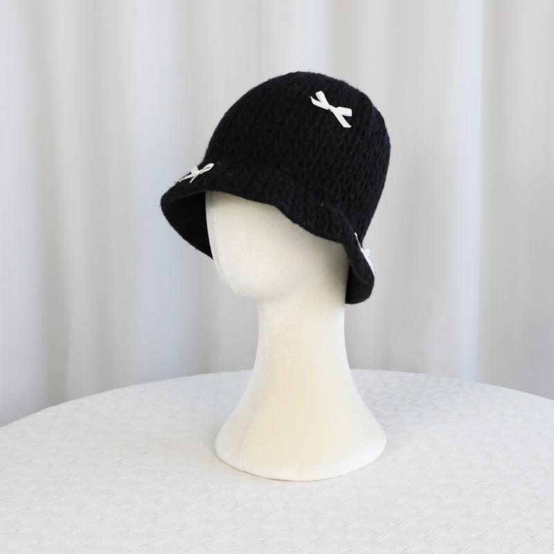 Knitted wool hat children autumn and winter windproof and warm bucket hat showing small face versatile ear protector basin hat