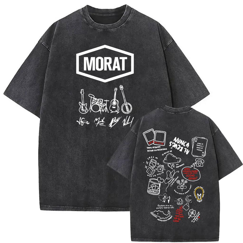 T-shirt Morat Asuntos Pendientes Lavata Vintage Uomo Donna Moda Hip Hop Punk T-shirt Casual Comfort Manica Corta T-shirt