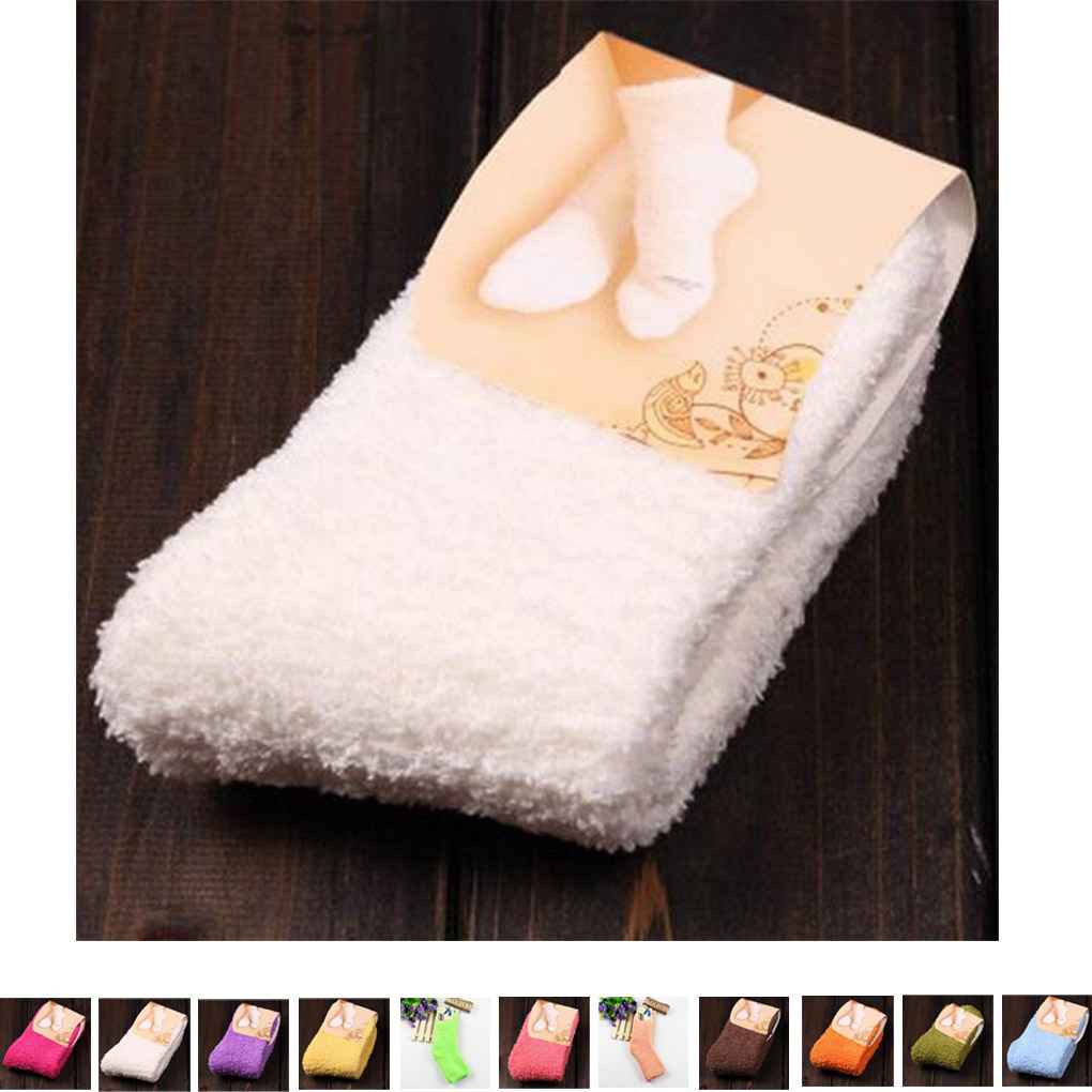 Fashion Casual Home Women Girls Soft Bed Floor Socks Fluffy Warm Pure Color