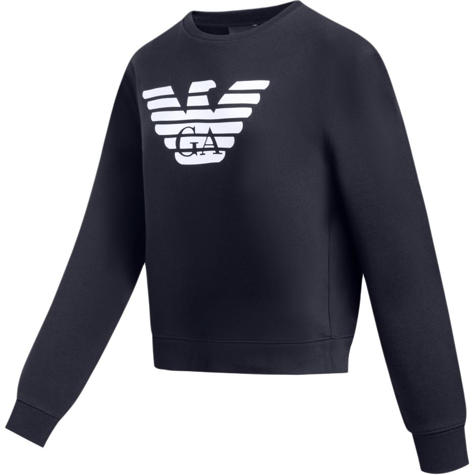 Emporio Armani FW23 Letter Logo Print Crew Neck Long Sleeve Sweatshirt Women Sweatshirt Navy-Blue 8N2M9E-2J49Z-F902