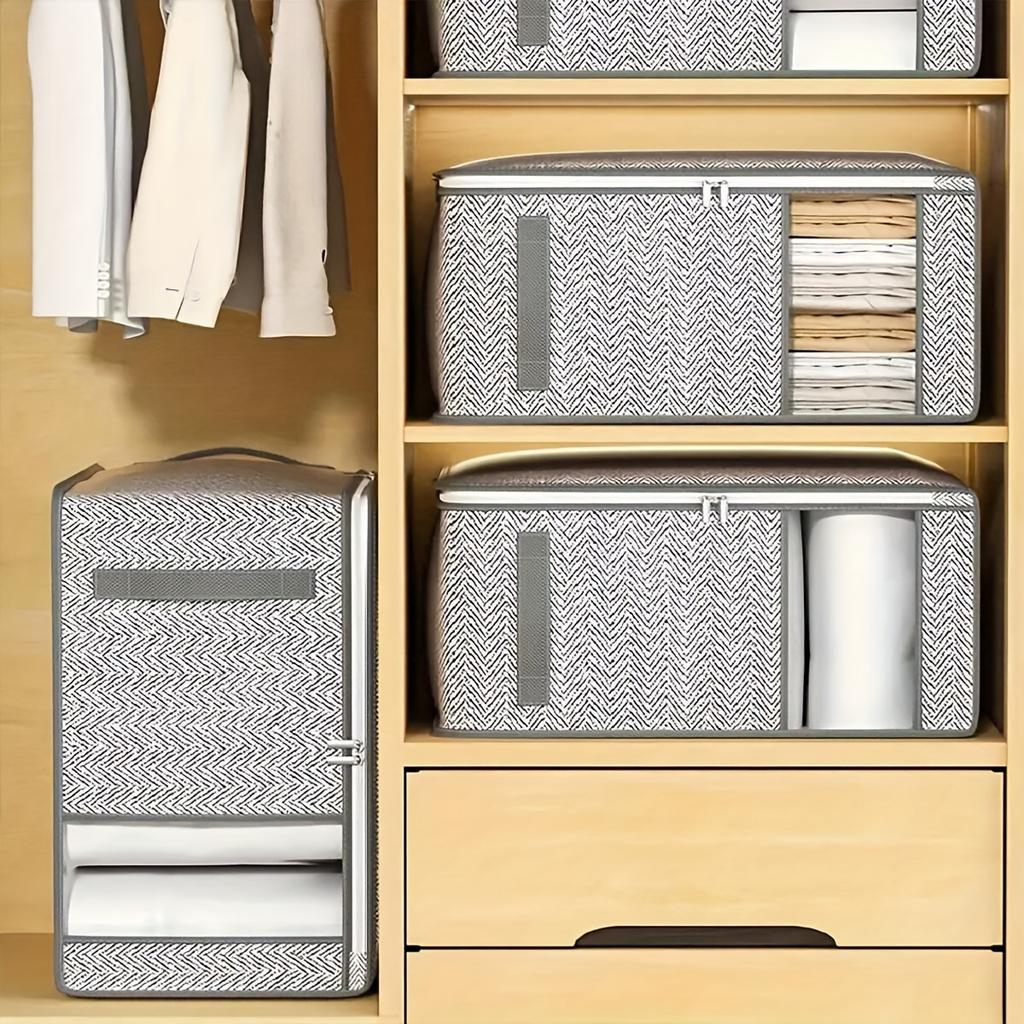 1pc/3pcs-Clothing Storage Bag, Quilt Mobile Storage Box, Home Bedroom Storage Bag, Organizing Large Capacity Storage Box