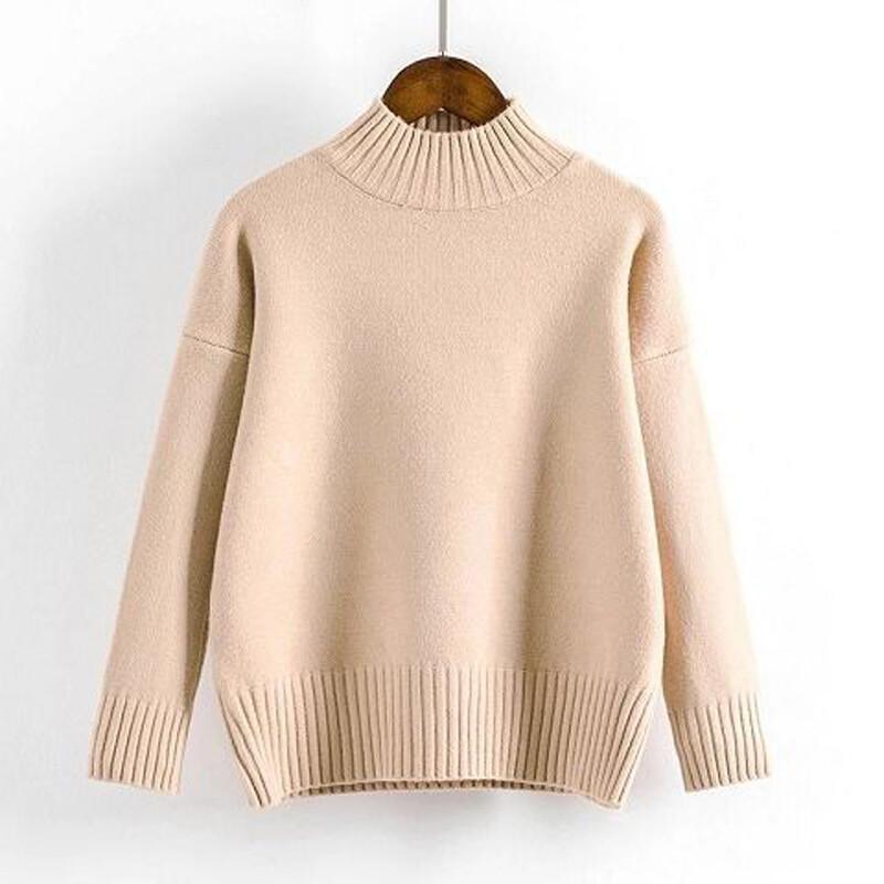 Suéter básico de cachemira cálido para otoño e invierno, jerséis de terciopelo para mujer, suéter de cuello alto grueso de piel para mujer, jerséis de punto