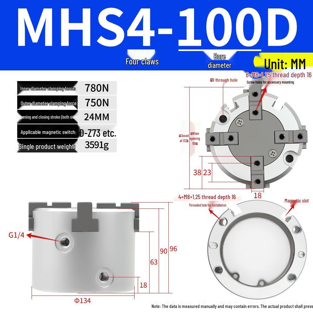 SMC Pneumatic Gripper Fingers: Two-Jaw, Three-Jaw, Four-Jaw MHS2/3/4-16D/25D/40D/50/63D