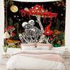 Romantic Skeleton Couple & Magic Forest Tapestry - Vibrant Mushroom, Butterfly & Starry Night Design