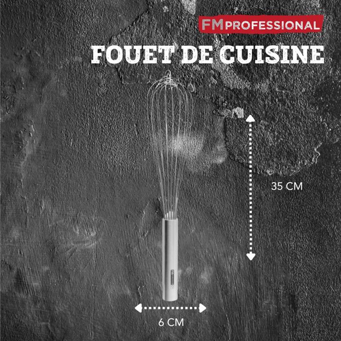 Fouet de cuisine - fm professional - 35 cm - acier inoxydable - ergonomique - pratique