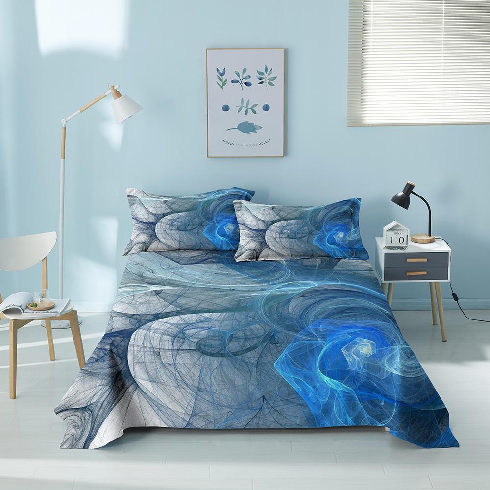 3D Printed Colorful Geometric Bed Sheet Set With Pillowcase Bed Flat Sheet King Queen Twin Single Size Sheet Home Decor